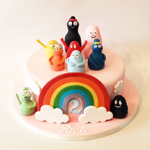 Festkage med Barbapapa og regnbue